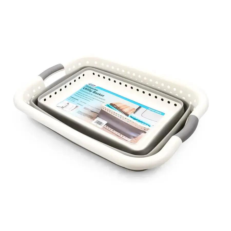 Camco Collapsible Utility Basket Small White and Gray Model 51903 by CAMCO