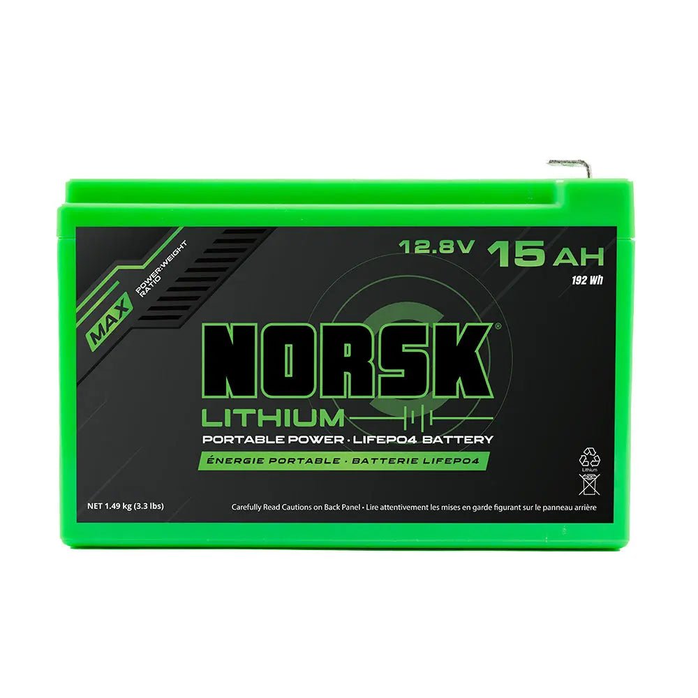 NORSK INC B12015C 12.8V 15Ah Lithium LiFePO4 Battery with Charger