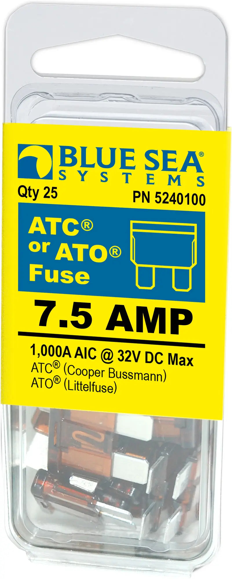 Blue Sea Systems ATO/ATC Fuse Pack – 7.5 Amp, 25-Count