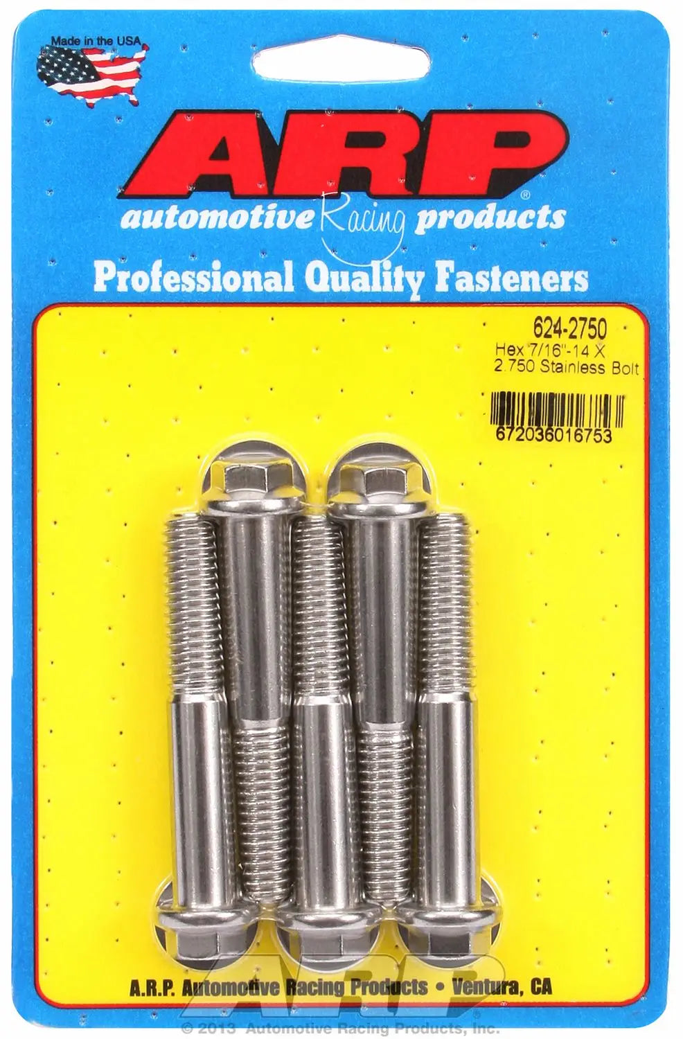 ARP 7/16'-14 x 2.750 inch Hex Bolt, Part Number 6242750