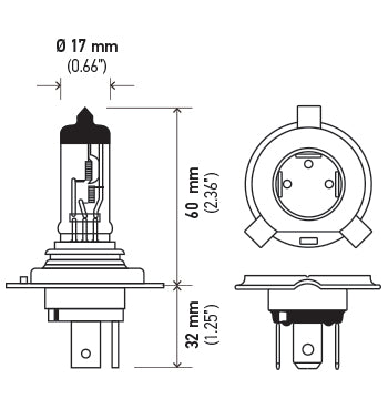 HELLA H424V H4 P43T-24 24V 75/70 Headlight Bulb