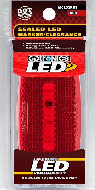 Optronics MCL32RBS LED Marker Light - Oval Red with Black Housing