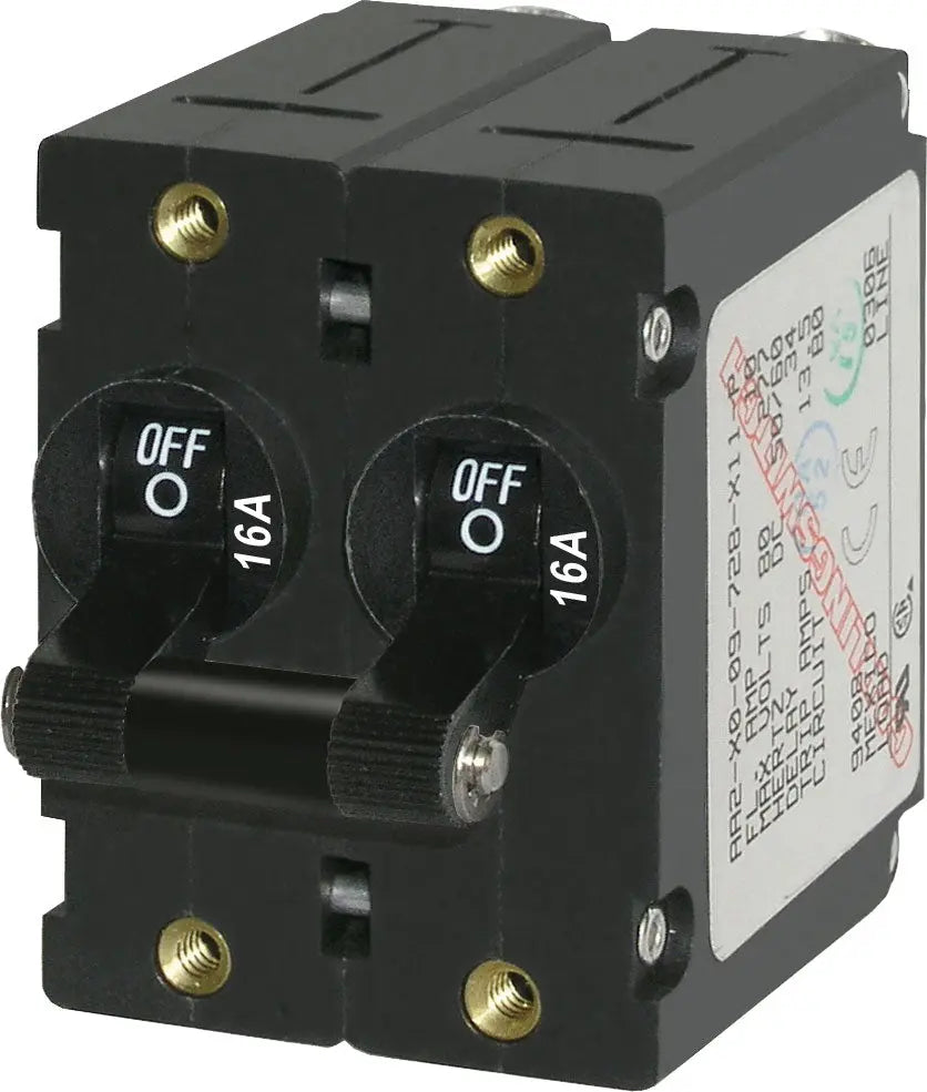 Blue Sea Systems AA2 Toggle Circuit Breaker 16A Black - Model 7348BSS