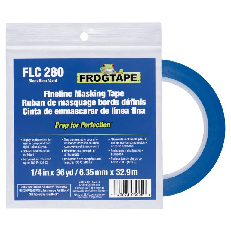 Shurtape FLC 280 Blue 1/4 inch x 36 yards Tape - 12 Rolls per Carton