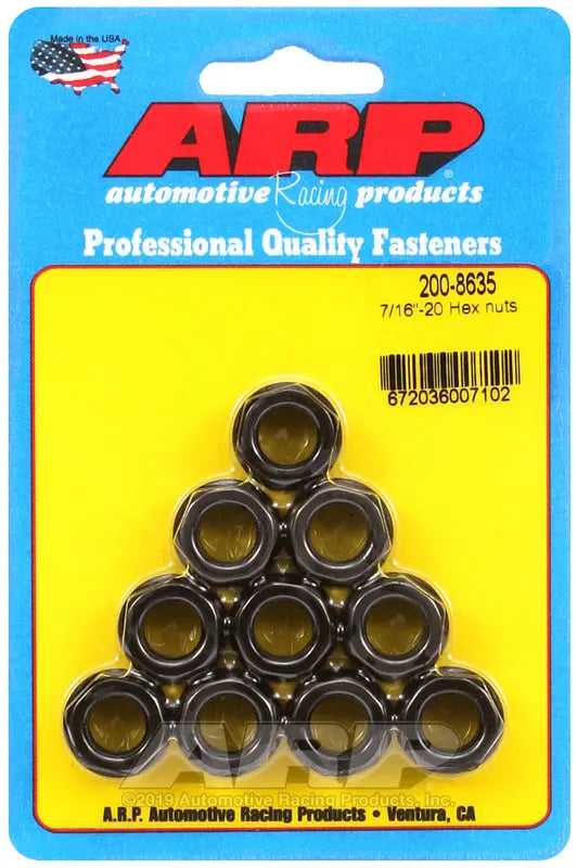 ARP Hex Nuts 10-Pack 7/16-20 Thread for Automotive Applications