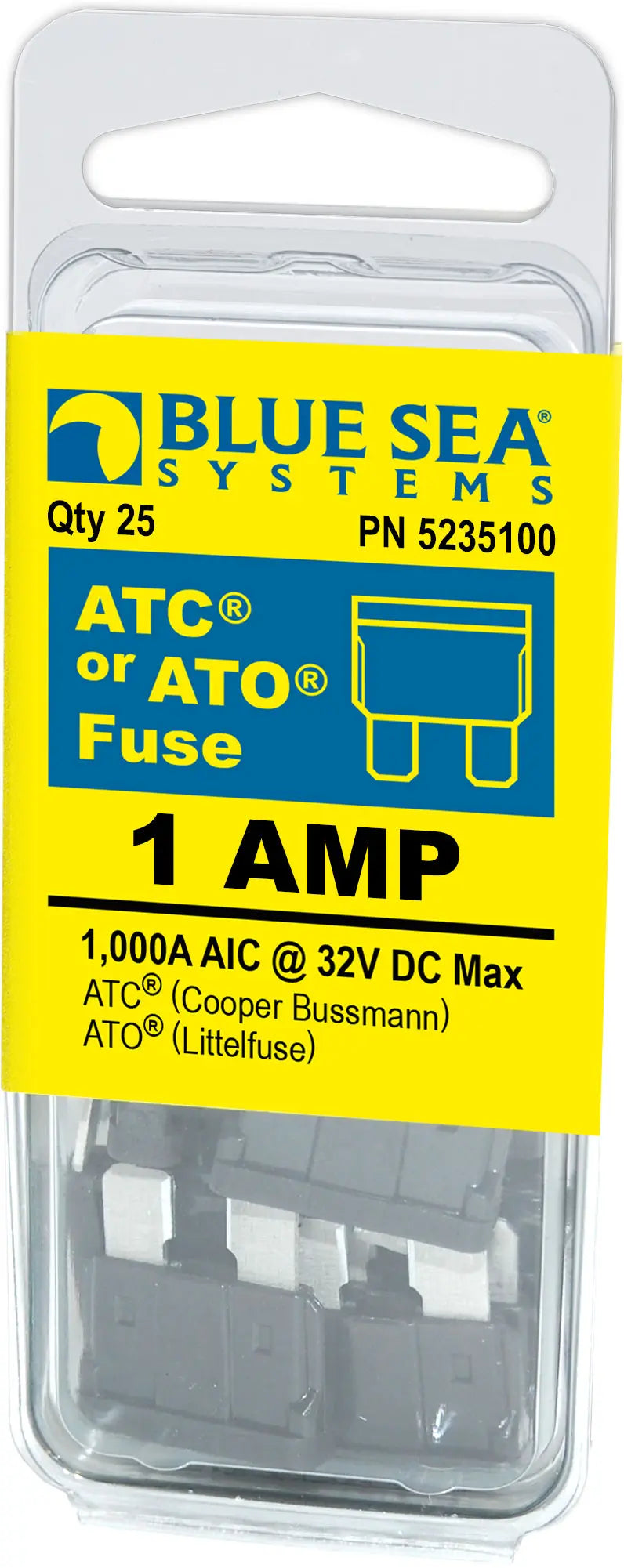 Blue Sea Systems ATO/ATC 1 Amp Fuse Pack - 25 Pieces (Part #5235100BSS)