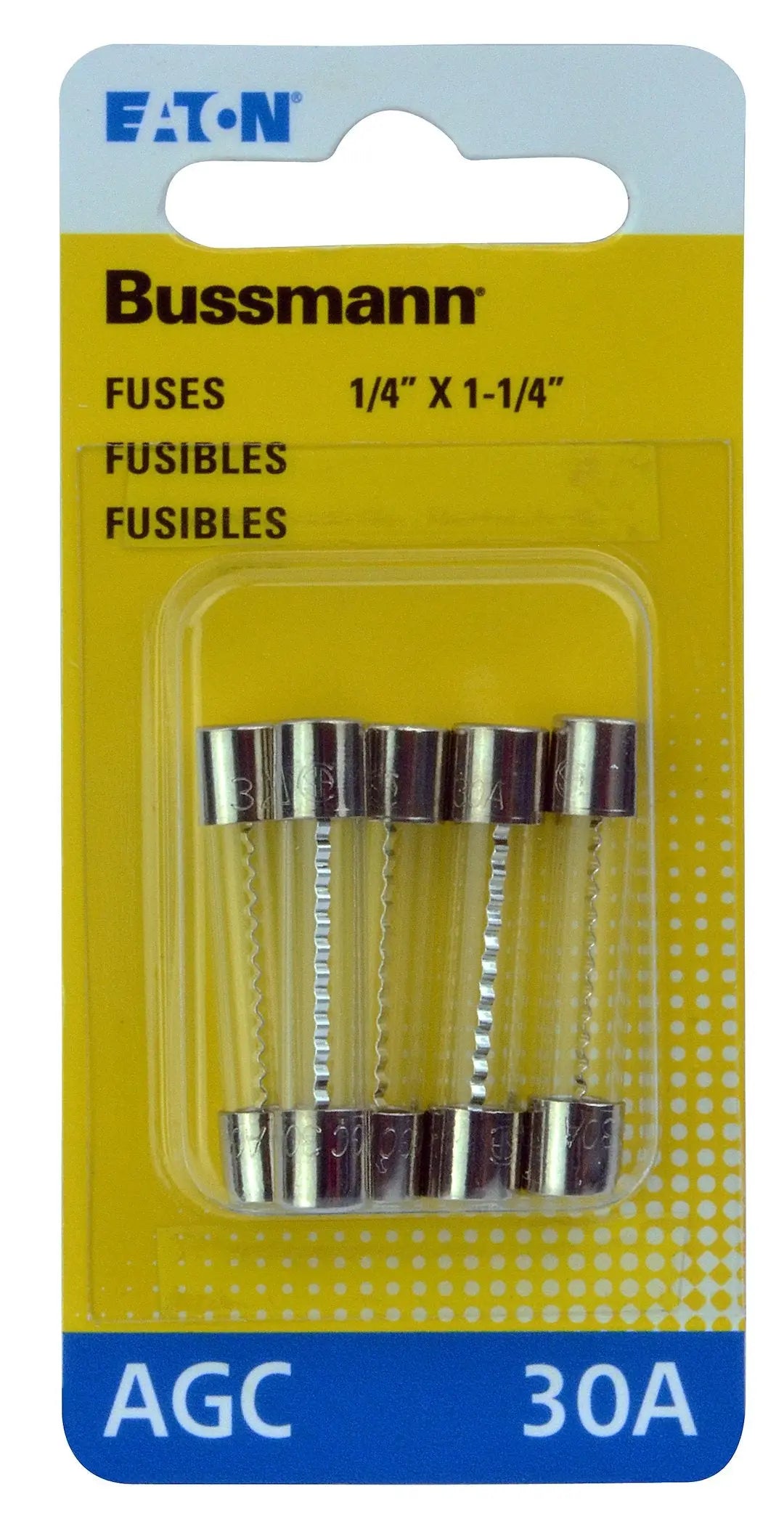 Bussmann BPAGC30RP 5-Pack Fast-Acting Fuses for Reliable Circuit Protection