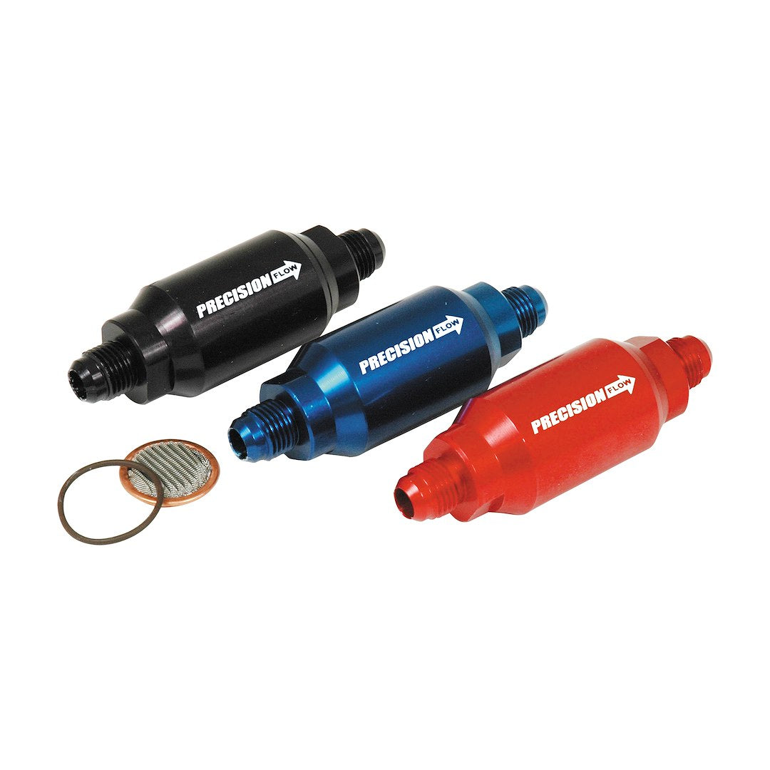 SpeedFX Black In-Line Fuel Filter -8AN x 4 inches for Reliable Fuel Flow