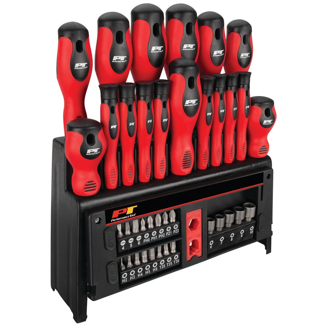 PERFORM TOOL W1727 39-Piece Screwdriver Set with Rack