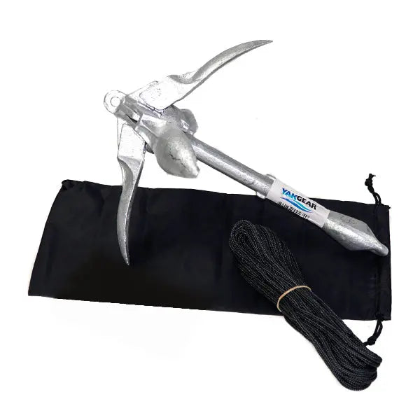 YAKGEAR Anchor in a Bag 3.3 lb Grapnel Anchor - Durable Marine Anchor for Boating and Kayaking