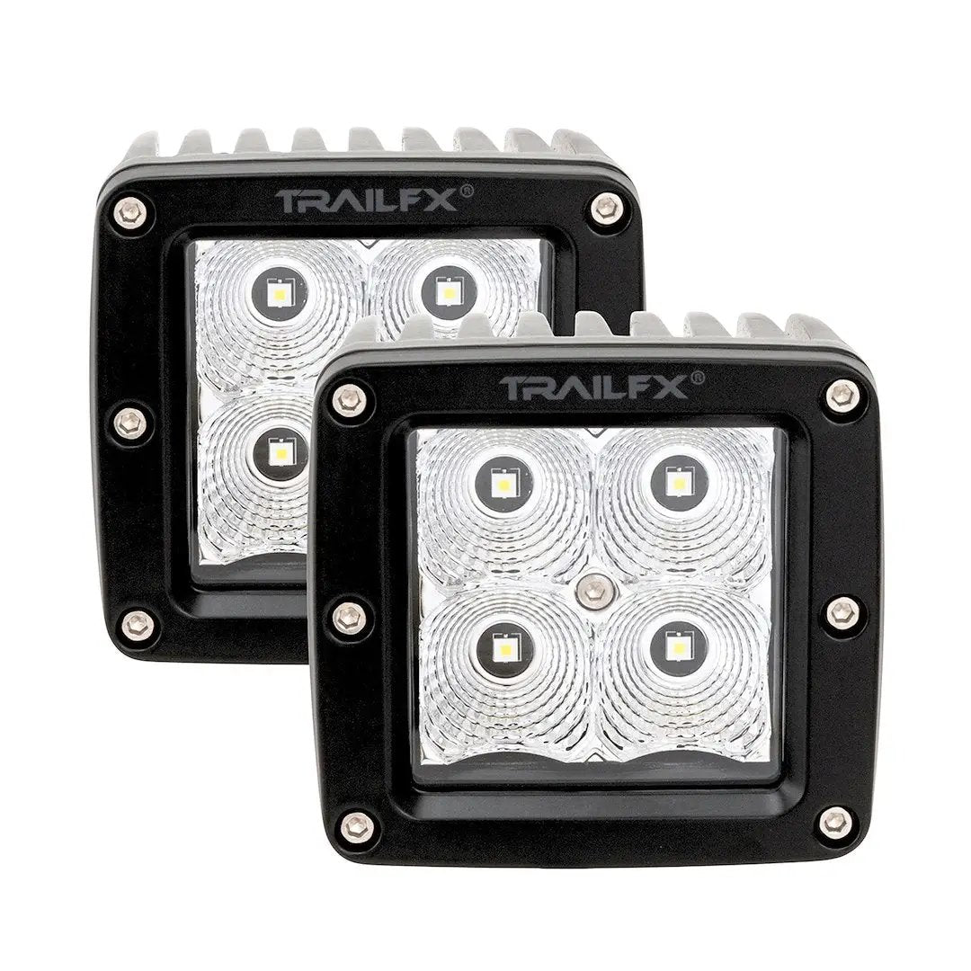 TrailFX 2X2 Pod 4x5W Flat LED Flood Light with Black Amber Lens Cover by TRAILFX