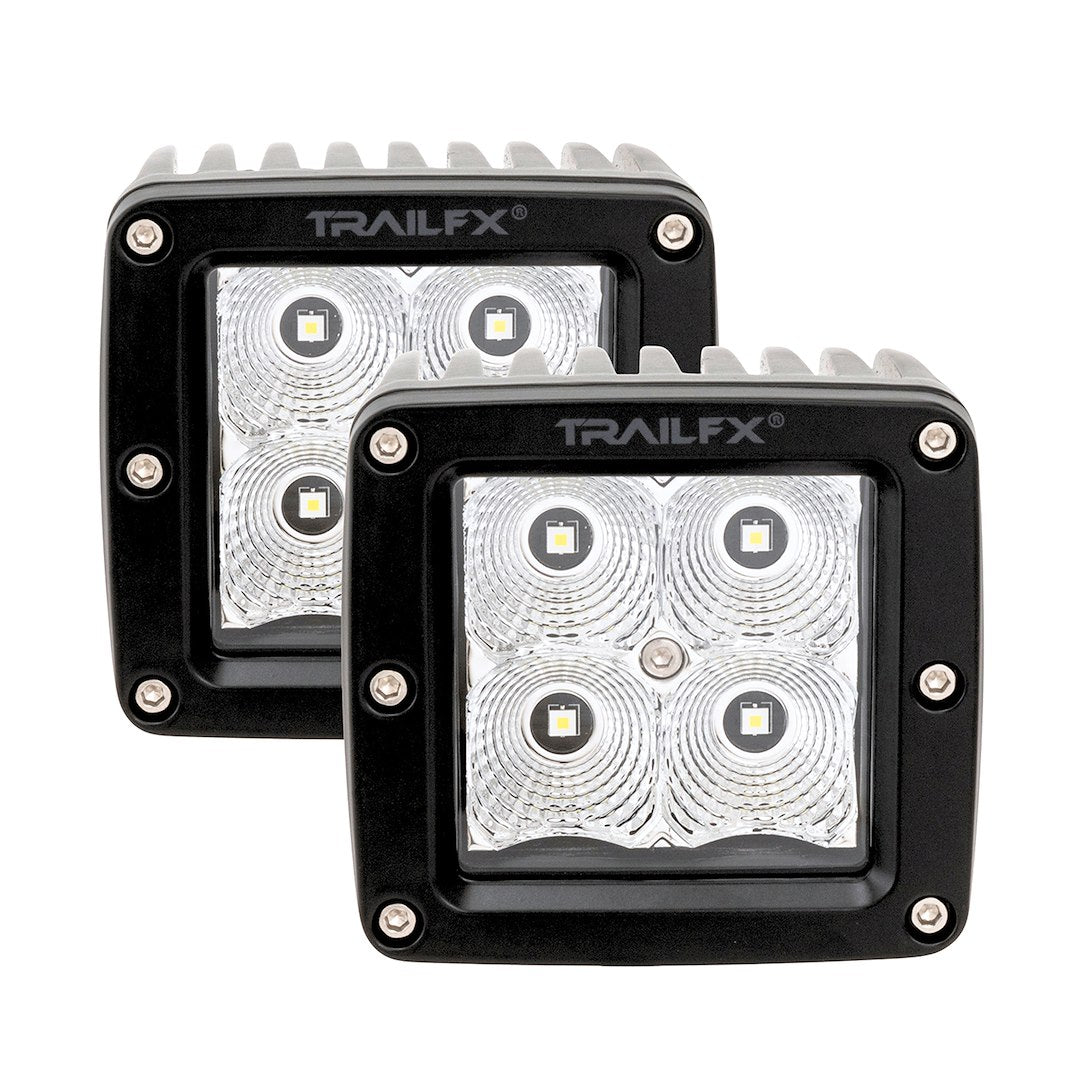 TrailFX 2X2 Pod 4x5W Flat LED Flood Light with Black Amber Lens Cover