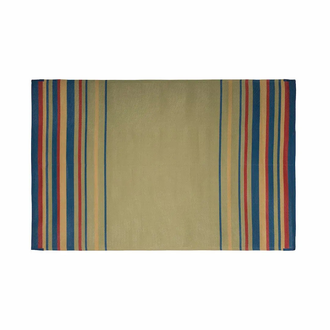 Faulkner 68845 Mat Striped 9x12 Blue, Brick, Beige, and Green | Durable Floor Mat