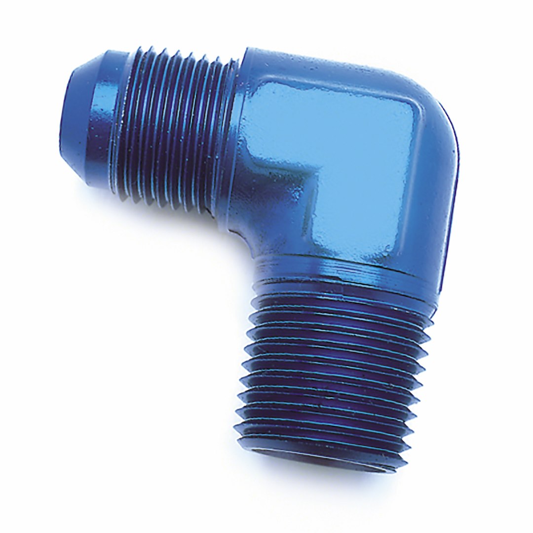 SpeedFX -6AN to 1/4 NPTF 90-Degree Blue Aluminum Elbow Fitting