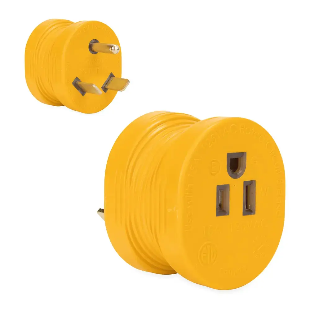 Camco 55233 30M/15F Power Grip Adapter - Heavy-Duty Cable Connection for RV and Marine Applications by CAMCO