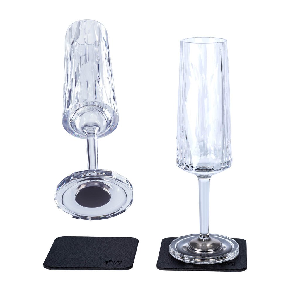 SILWY MAGNET KOCHC2 Magnetic Plastic Champagne Glasses Set