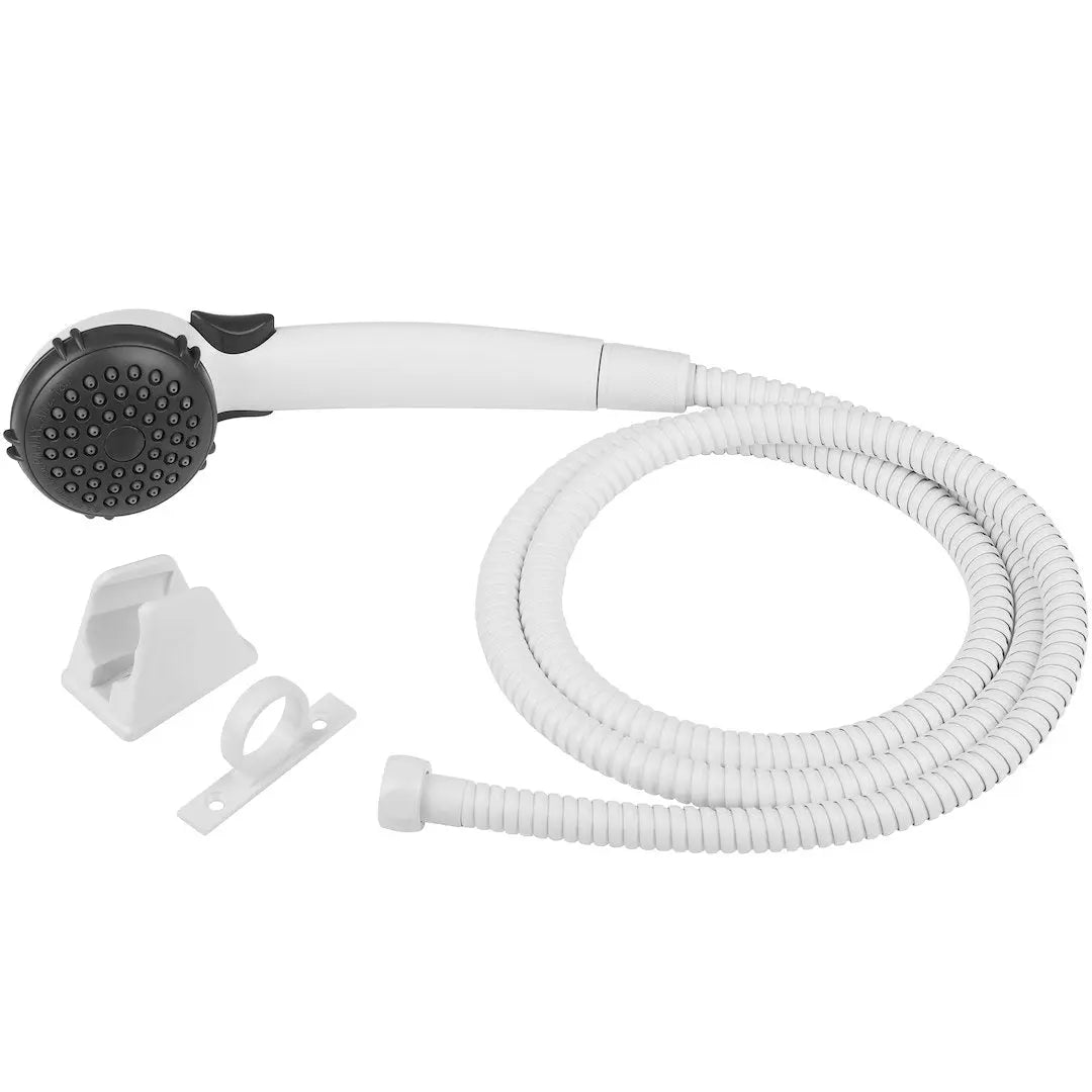 Dura Faucet Single Shower with White Hose and Handle - Part Number DFSA400KWT