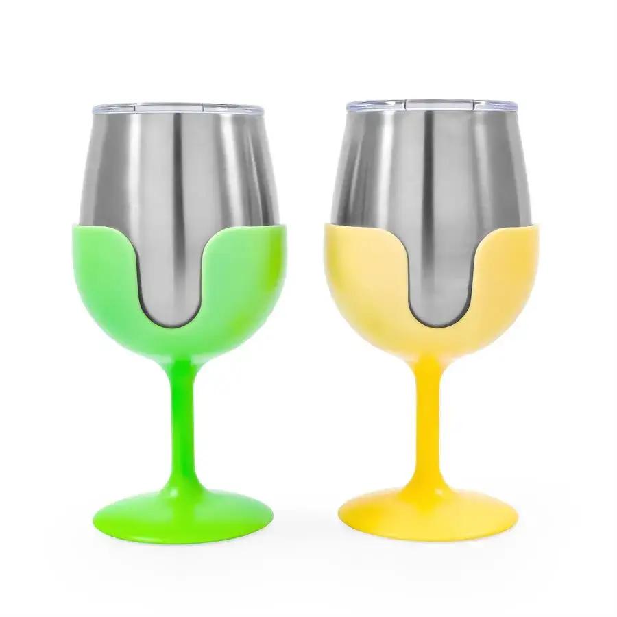 Camco Libatc Wine Tumbler Set in Green and Yellow - Part #51916 by CAMCO