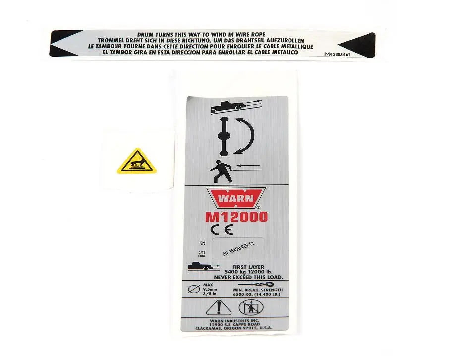 WARN Industries Label Kit for CE M12000 Winch - Model 38424