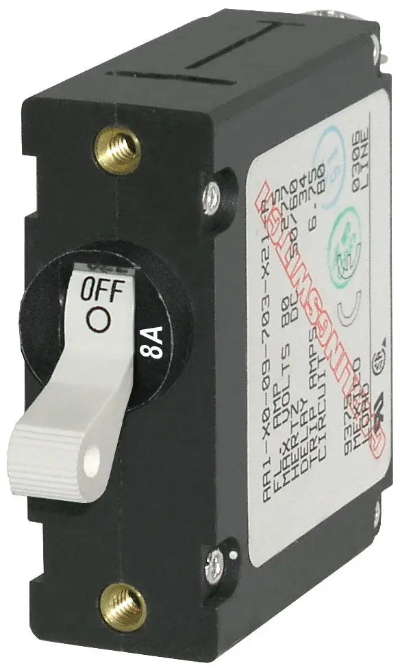 Blue Sea Systems AA1 Toggle 8A Circuit Breaker, White - Model 7299BSS