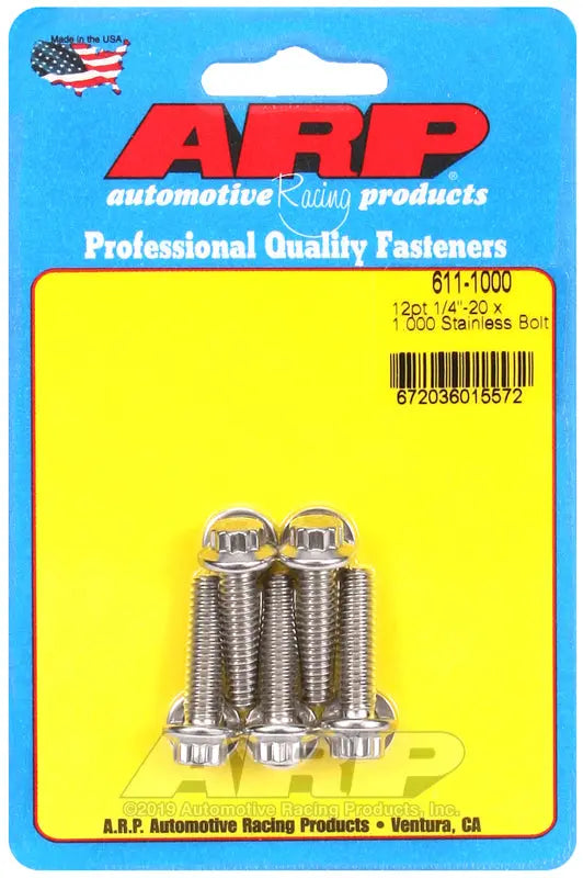 ARP 6111000 1/4-20 x 1 inch Grade 8 Threaded Stud (Pack of 5)
