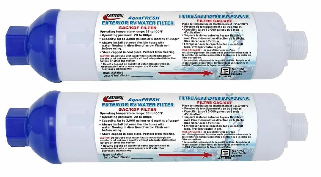 Valterra LLC A011132VP Inline Water Filter 2-Pack - Durable RV and Marine Water Filtration System