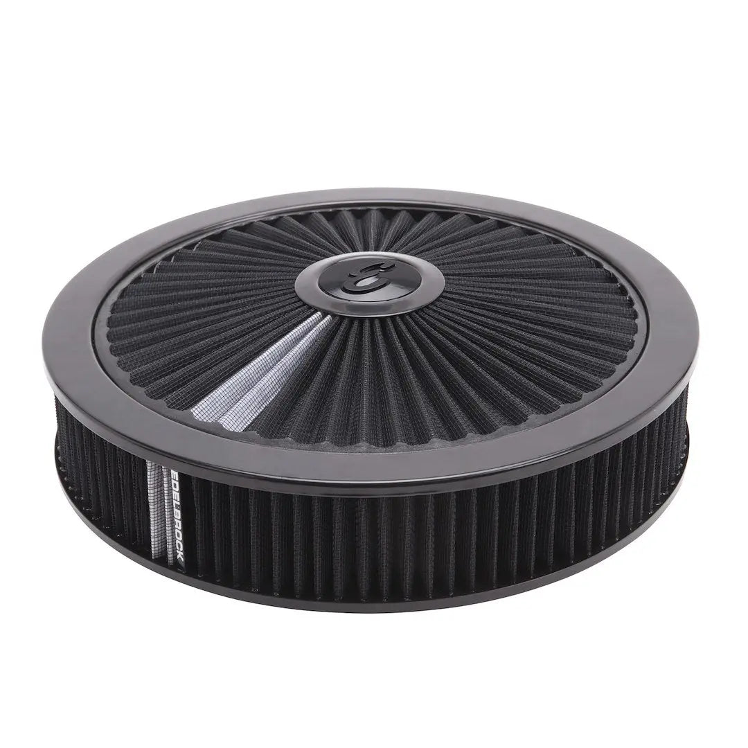 Edelbrock 43662 14-Inch Round Chrome and Black Air Cleaner for Classic Cars