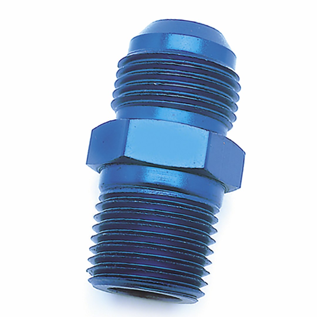 SpeedFX -6AN to 1/8 NPTF Blue Steel Straight Fitting Adapter (Part #560616)
