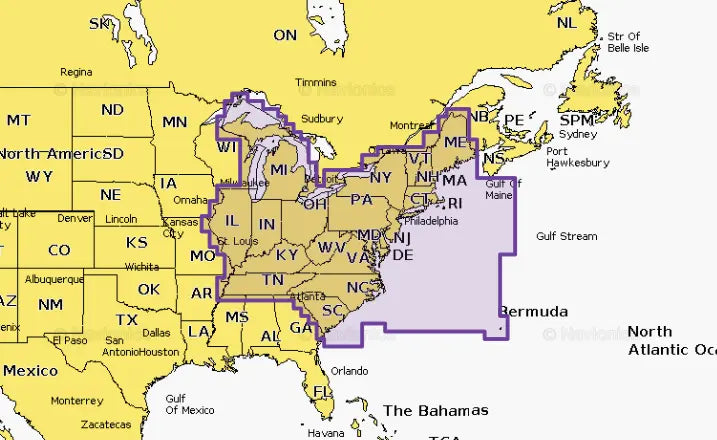 Navionics U.S. East Marine Chart Card for GPS and Chartplotters - Part Number 010C137030