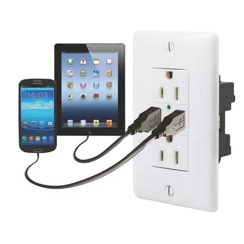 Valterra LLC 120V USB Charger Double White (Part Number 61070USB)
