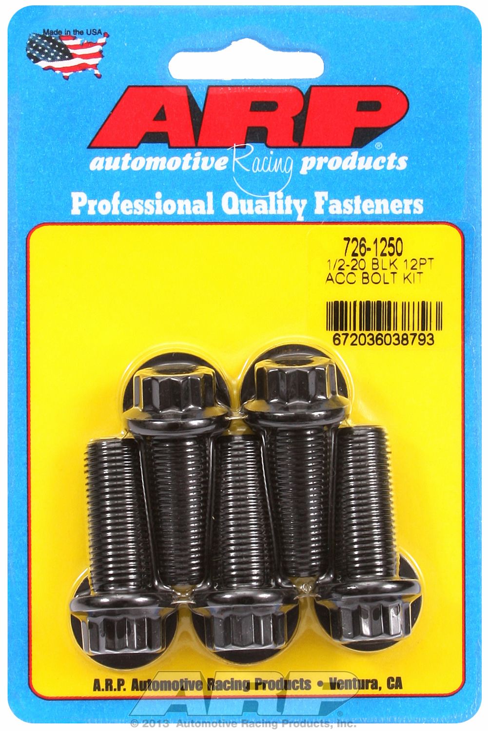 ARP 7261250 1/2-20 x 12 Inch 12 Point Black Hex Bolt