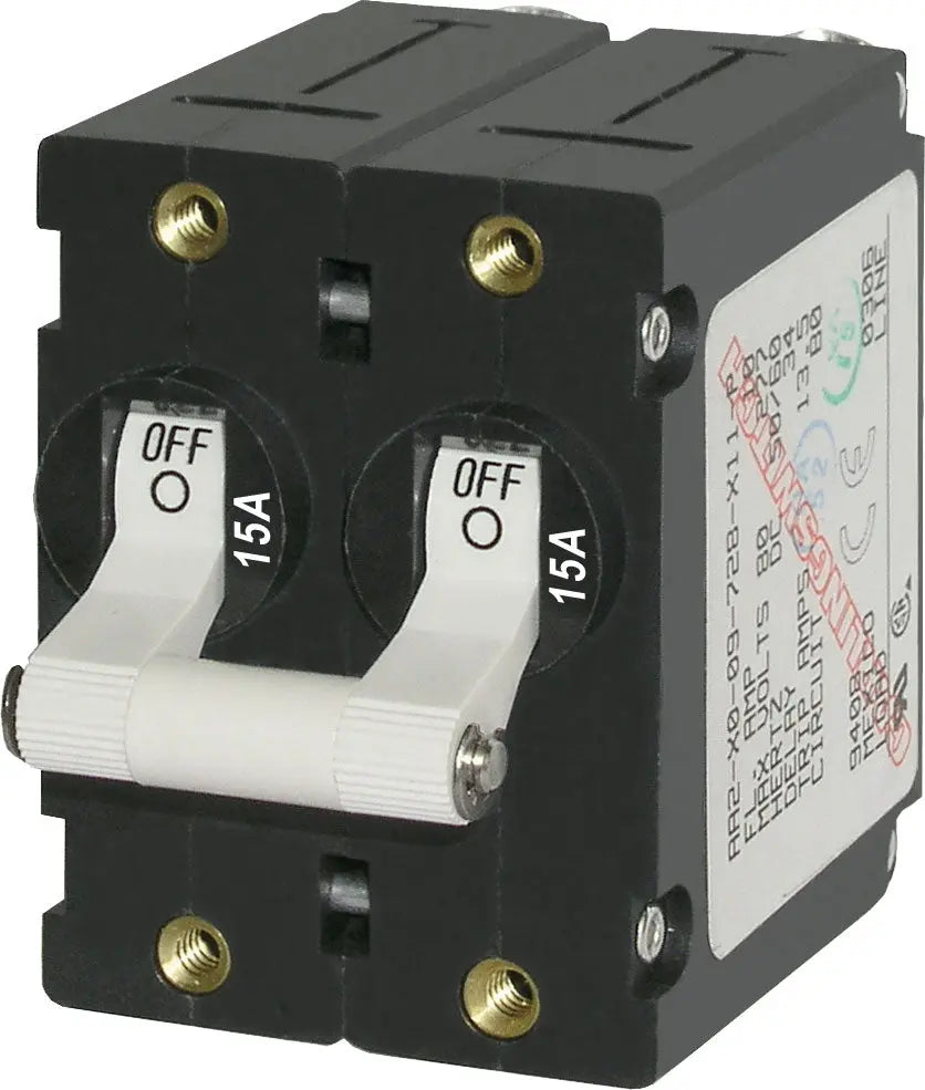 Blue Sea Systems 7235BSS AA Toggle Circuit Breaker, 15 Amp, White