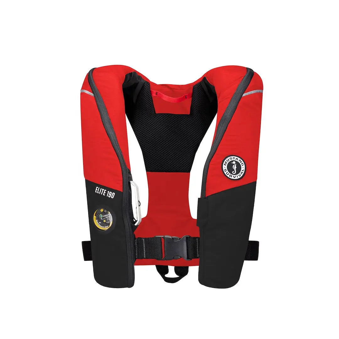 Mustang Survival Elite 190 PFD Red-Black - Personal Flotation Device for Water Safety