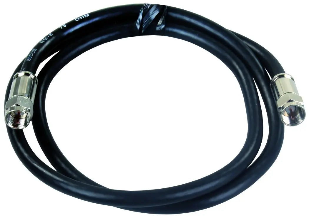 JR Products 3' RG6 Coax Cable with Compression End - Reliable Signal Transmission