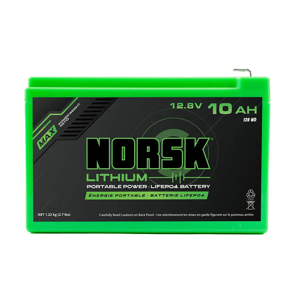 NORSK INC B12010C 12.8V 10Ah Lithium Iron Phosphate (LiFePO4) Battery with Charger