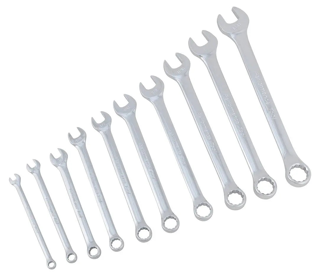 Perform Tool W30202 10-Piece SAE Polish Standard Wrench Set for Automotive and Household Tasks