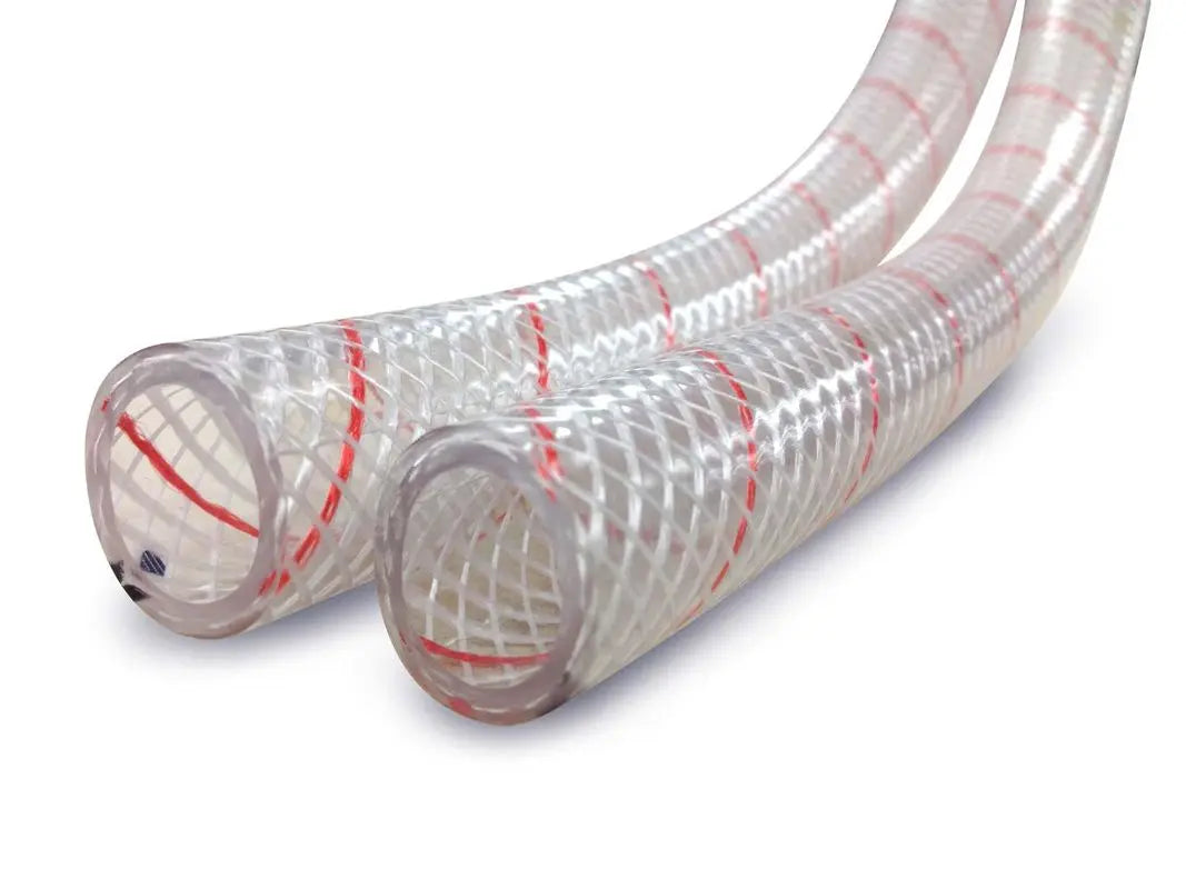 SierraMarin 1/2 inch Clear Reinforced PVC Hose with Red Tracer, 50 Feet