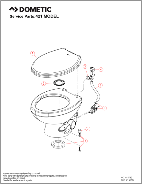 Dometic Toilet 421 White Low Profile — Reliable Comfort for RV and Marine Use