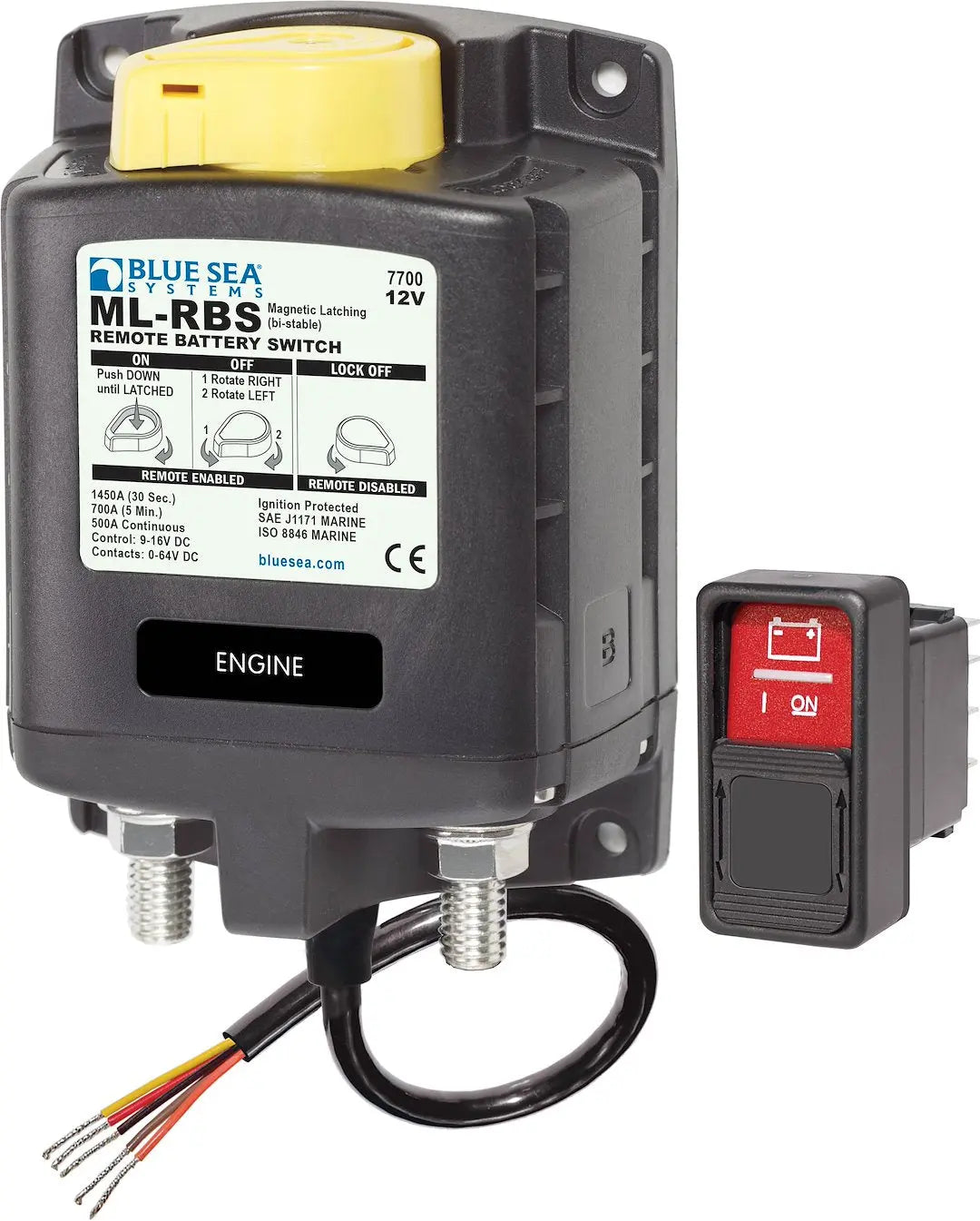 Blue Sea Systems Solenoid ML 500A 12V RBS with Manual Control (Part #7700BSS)