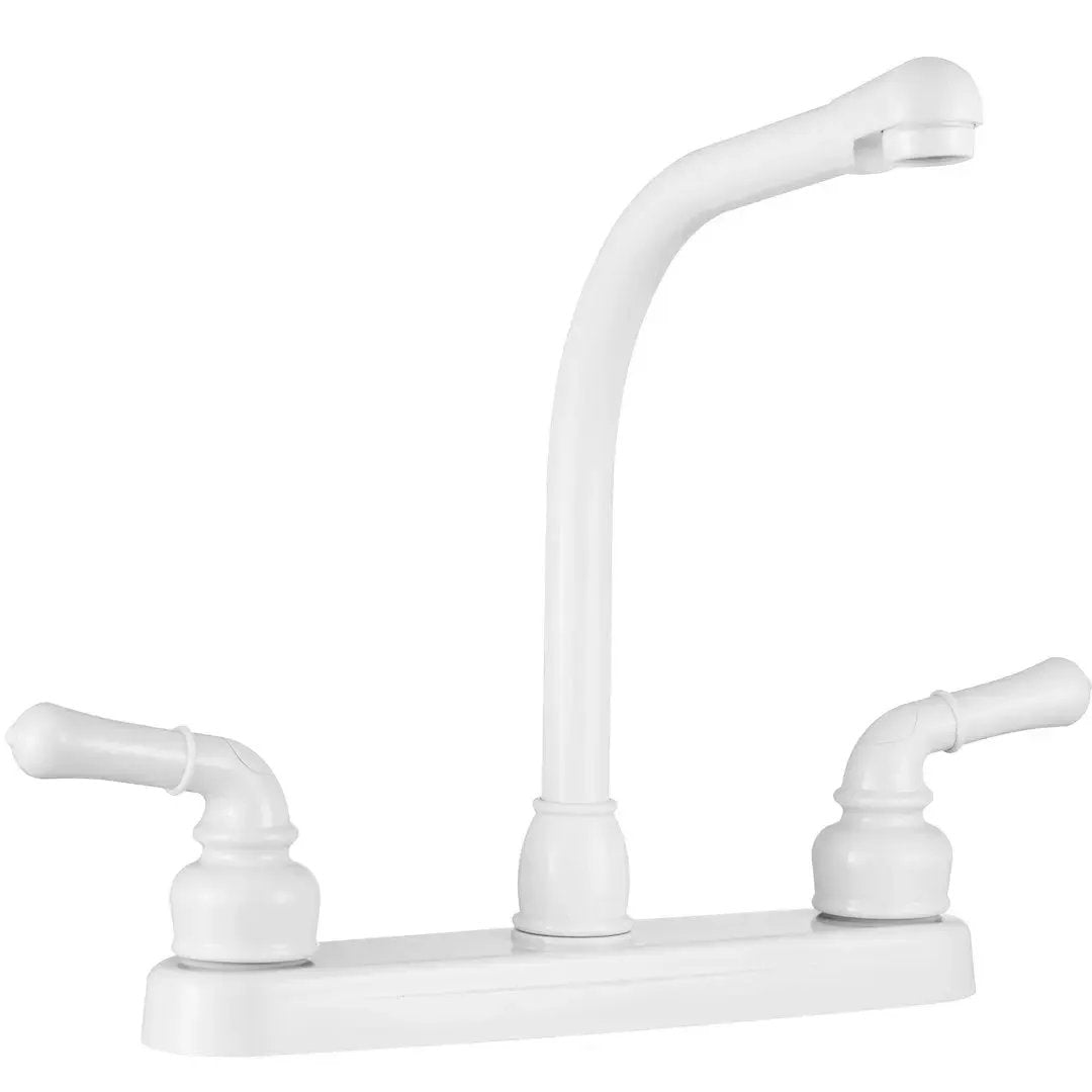 DURA FAUCET DFPK210CWT Hi-Rise RV Kitchen Faucet with Adjustable Spout by DURA FAUCET