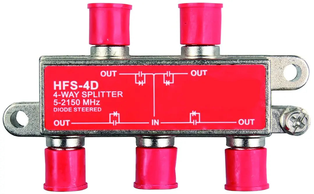 JR Products 47345 4-Way 2.4 GHz HD/SAT Splitter for Satellite and HD Signal Distribution