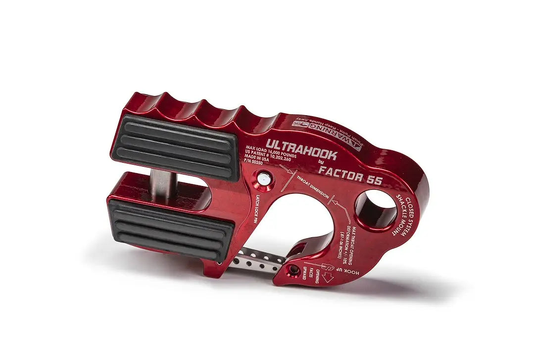 Factor 55 Winch Hook with Shackle Mount - Red, Model 0025001