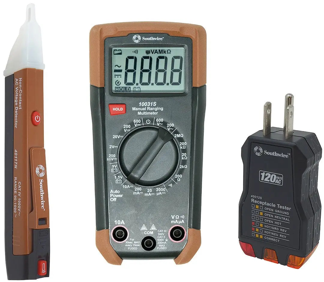 Southwire 10037K 3-Piece Electrical Test Kit for Electricians and Professionals
