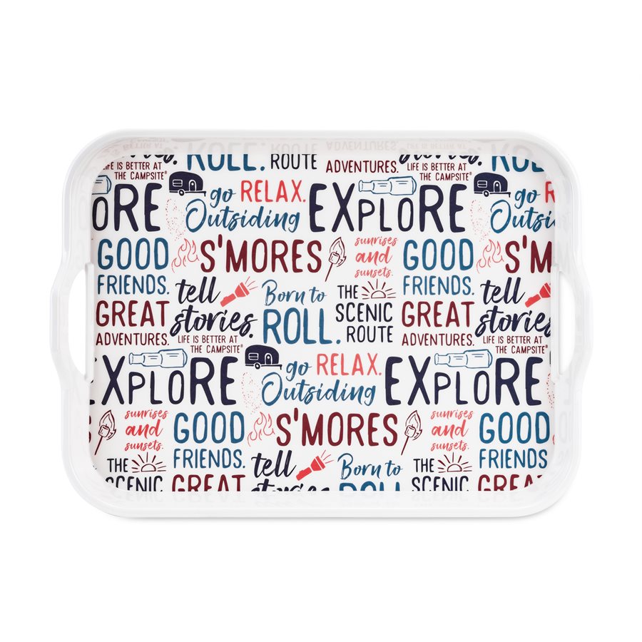 Camco Libatc Melamine Tray with Graffiti Design - Durable Kitchen Serving Tray