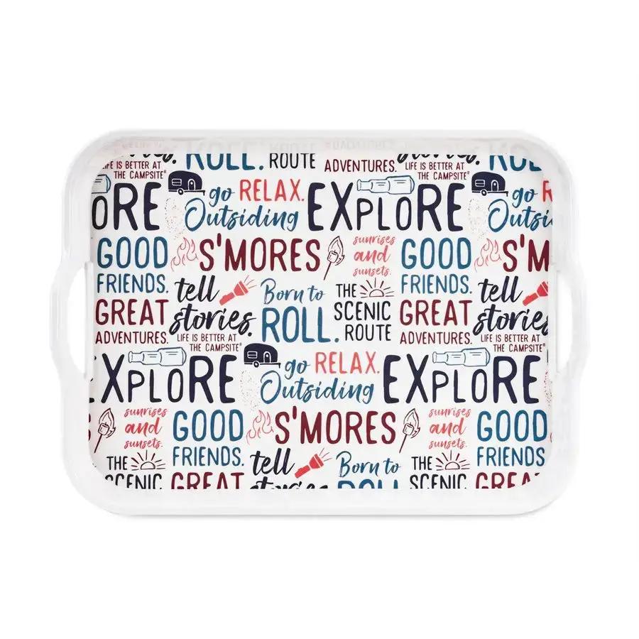Camco Libatc Melamine Tray with Graffiti Design - Durable Kitchen Serving Tray by CAMCO