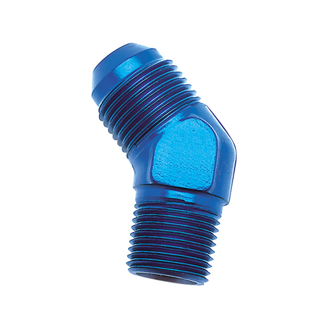 SpeedFX -4AN to 1/8 NPT Female Blue 45° Flare to Pipe Elbow Fitting (Part #560423)