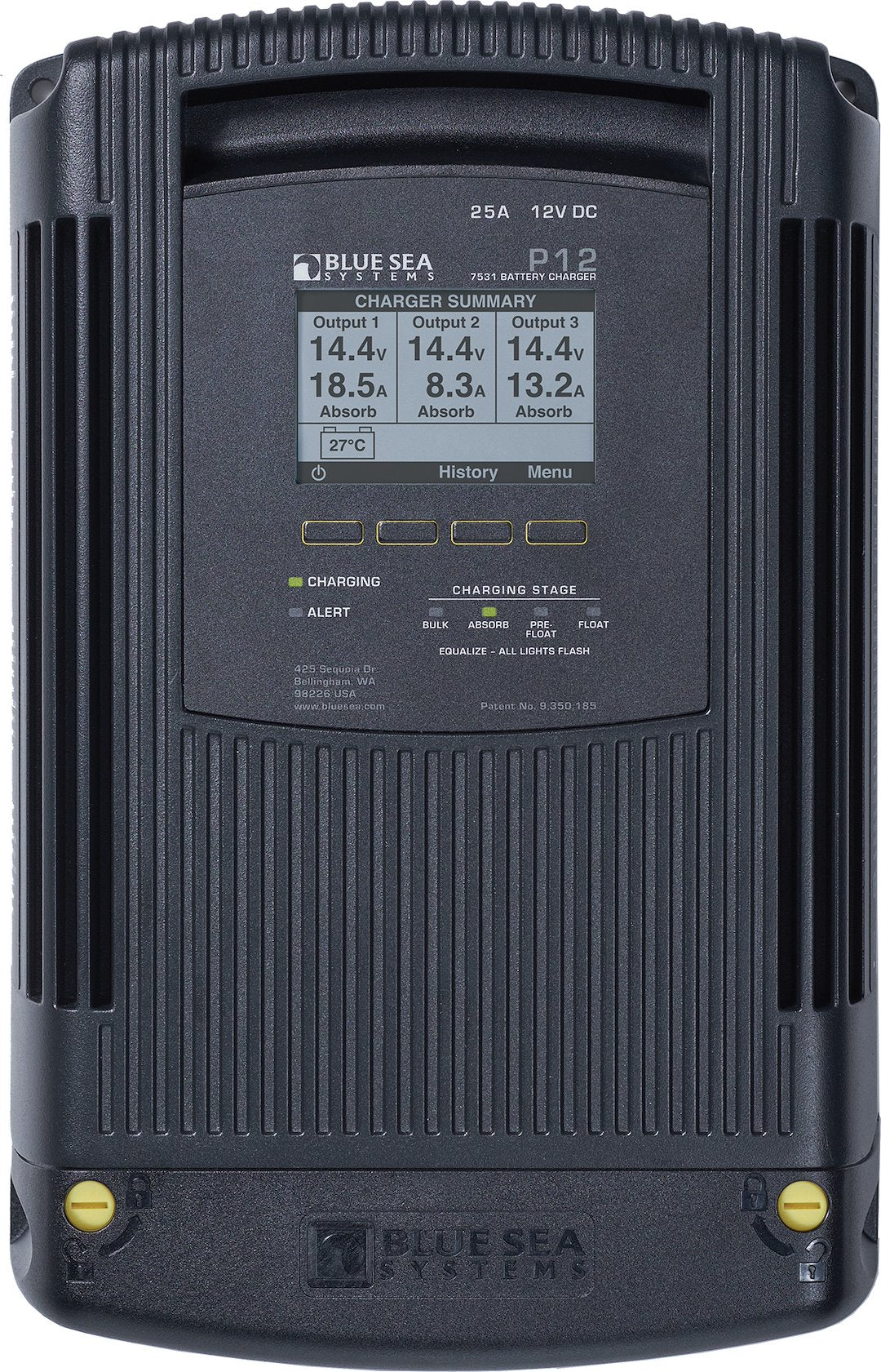 Blue Sea Systems 7532BSS 12V DC Battery Charger with 3 Outputs