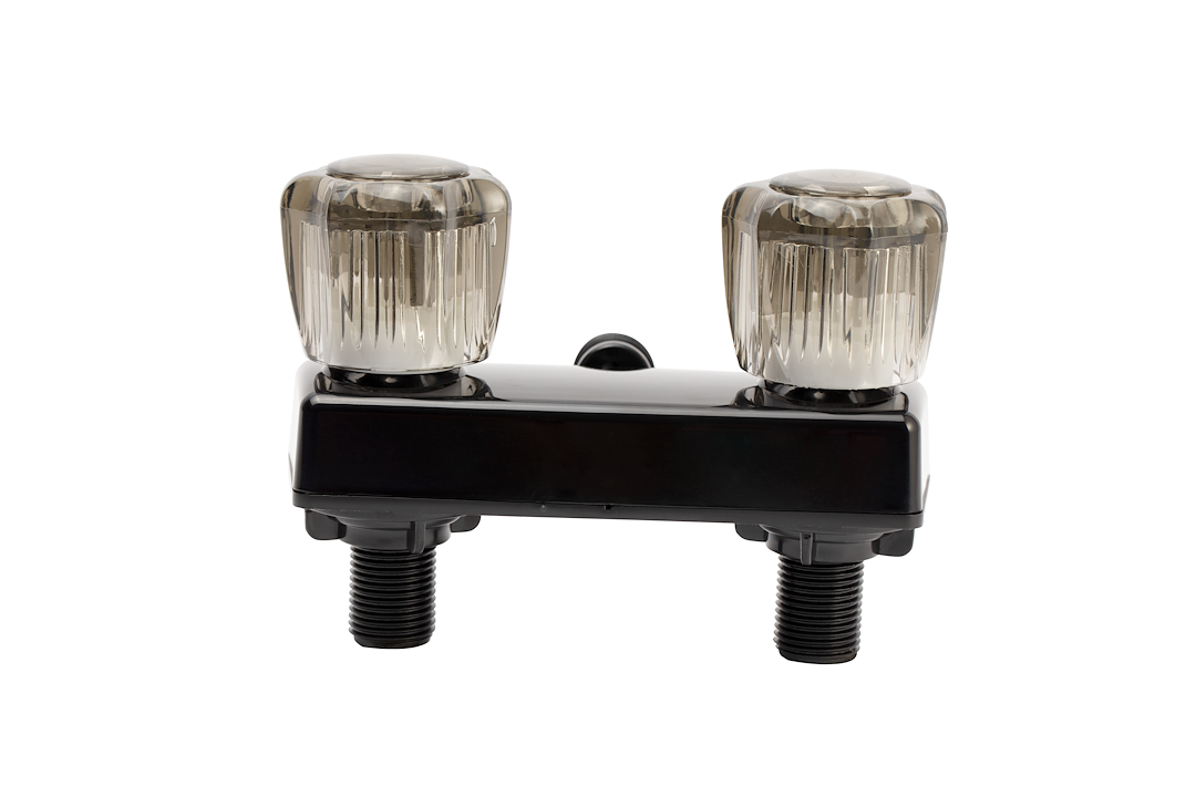 Dura Faucet RV Shower Faucet with Smoked Acrylic Handle - Model DFSA100SBK