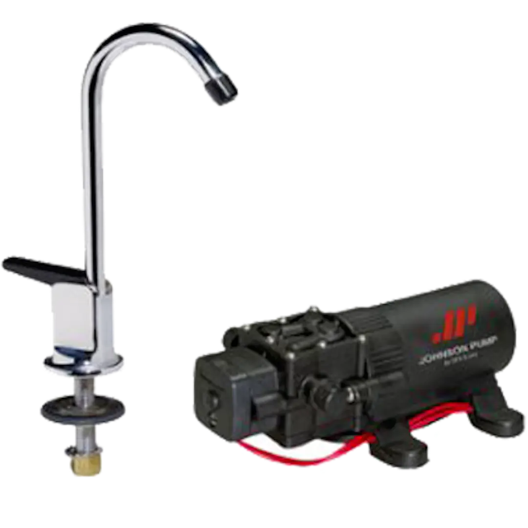 Johnson Pump 61123 Faucet and 1.1 GPH 12V Pump Combo for Marine and RV Applications