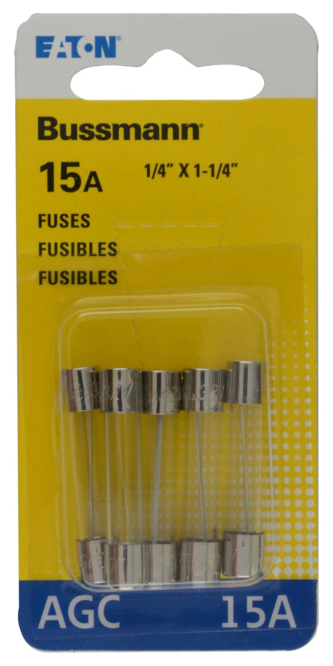 BUSSMANN BPAGC15RP 5-Pack Automotive Blade Fuses for Reliable Circuit Protection